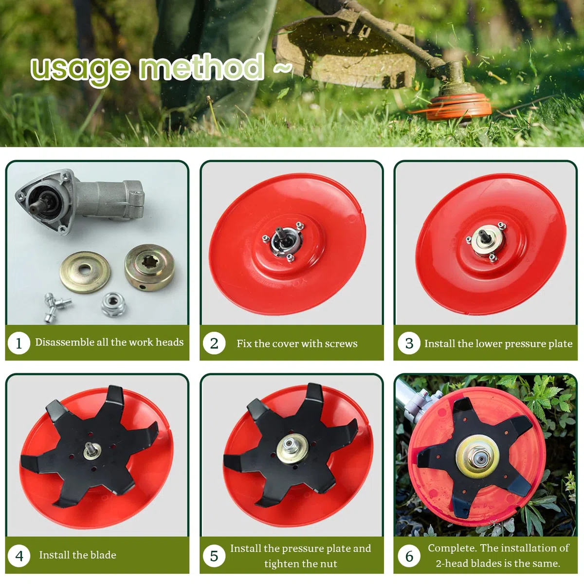 Disco Desbrozadora, Cuchillas Desbrozadora Universal, Disco Desbrozadora para Maleza, Accesorios de Desbrozadora, Adecuado para Deshierbe de Arrozales y Desmalezado de Tierras. (L)