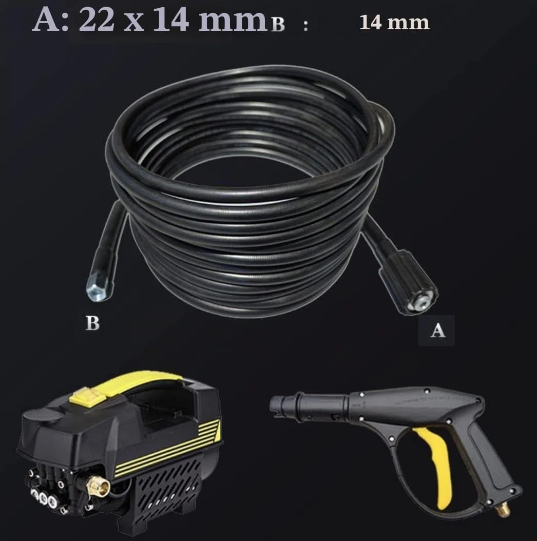 YUET Manguera de repuesto para lavadora de alta presión de 5 m para lavado de coches, limpieza de jardín, M14 x M22 (14 mm), conector de rosca, tubo de chorro y drenaje de 16 pies
