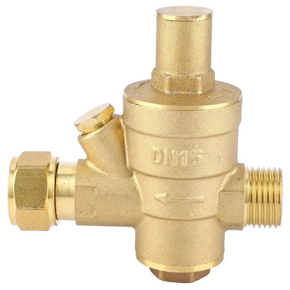 Válvula reductora de presión, DN15 1/2 pulgada Válvula reductora de presión de agua de latón 1/2 "Regulador de presión de agua ajustable Regulador de presión Rosca de la válvula